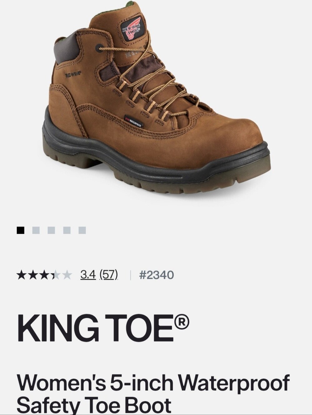 Red Wing "King Toe" 5" Safety Toe Work Boot Brown Leather | Women's Size 9 - Picture 2 of 16